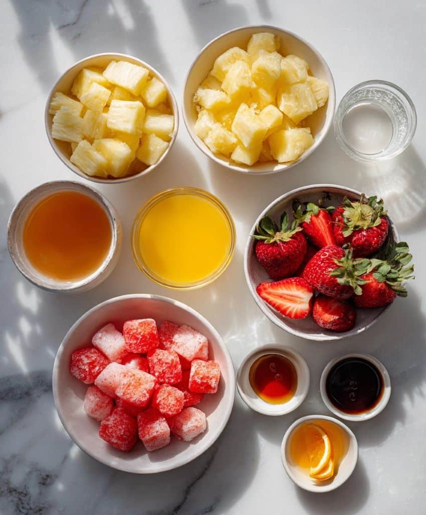 Pineapple Strawberry Swirled Slushies