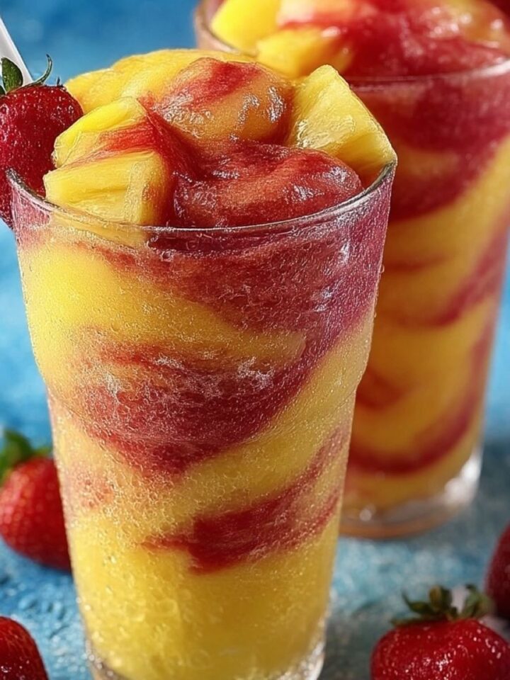 Pineapple Strawberry Swirled Slushies