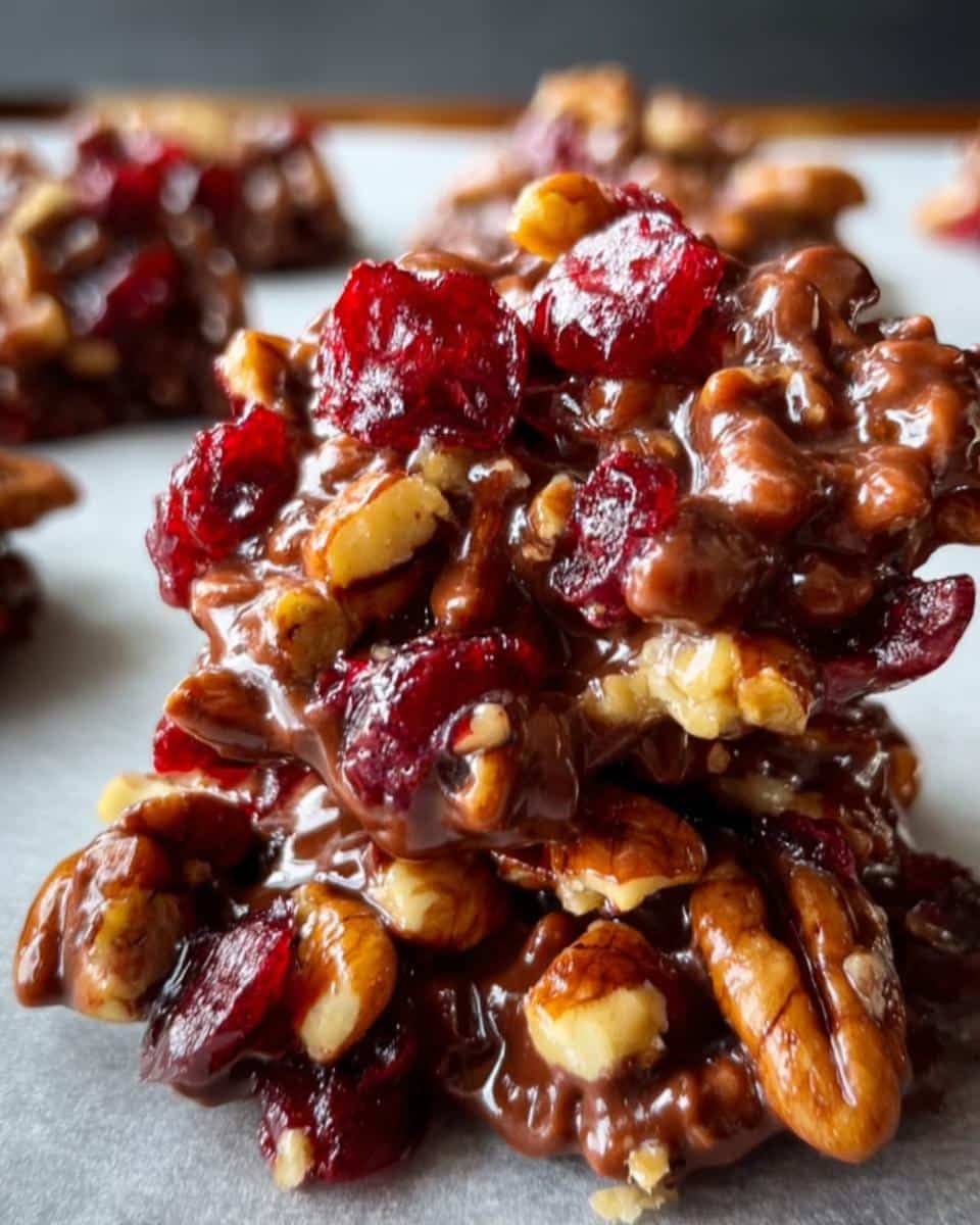 Quick No-Bake Cranberry Pecan Chocolate Clusters - detail 1