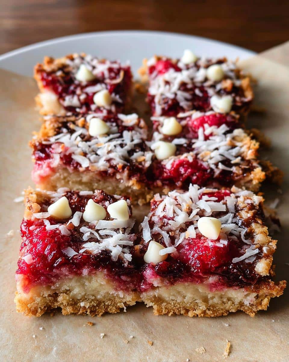 Raspberry Coconut Magic Bars - detail 1