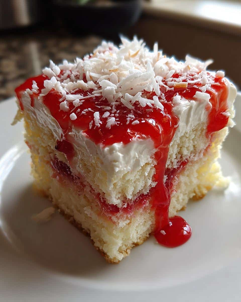 Raspberry Zinger Poke Cake - detail 1