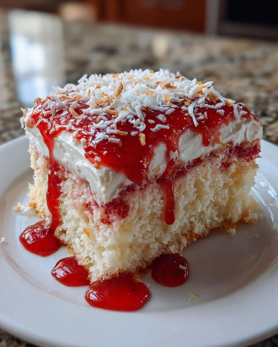 Raspberry Zinger Poke Cake - detail 2
