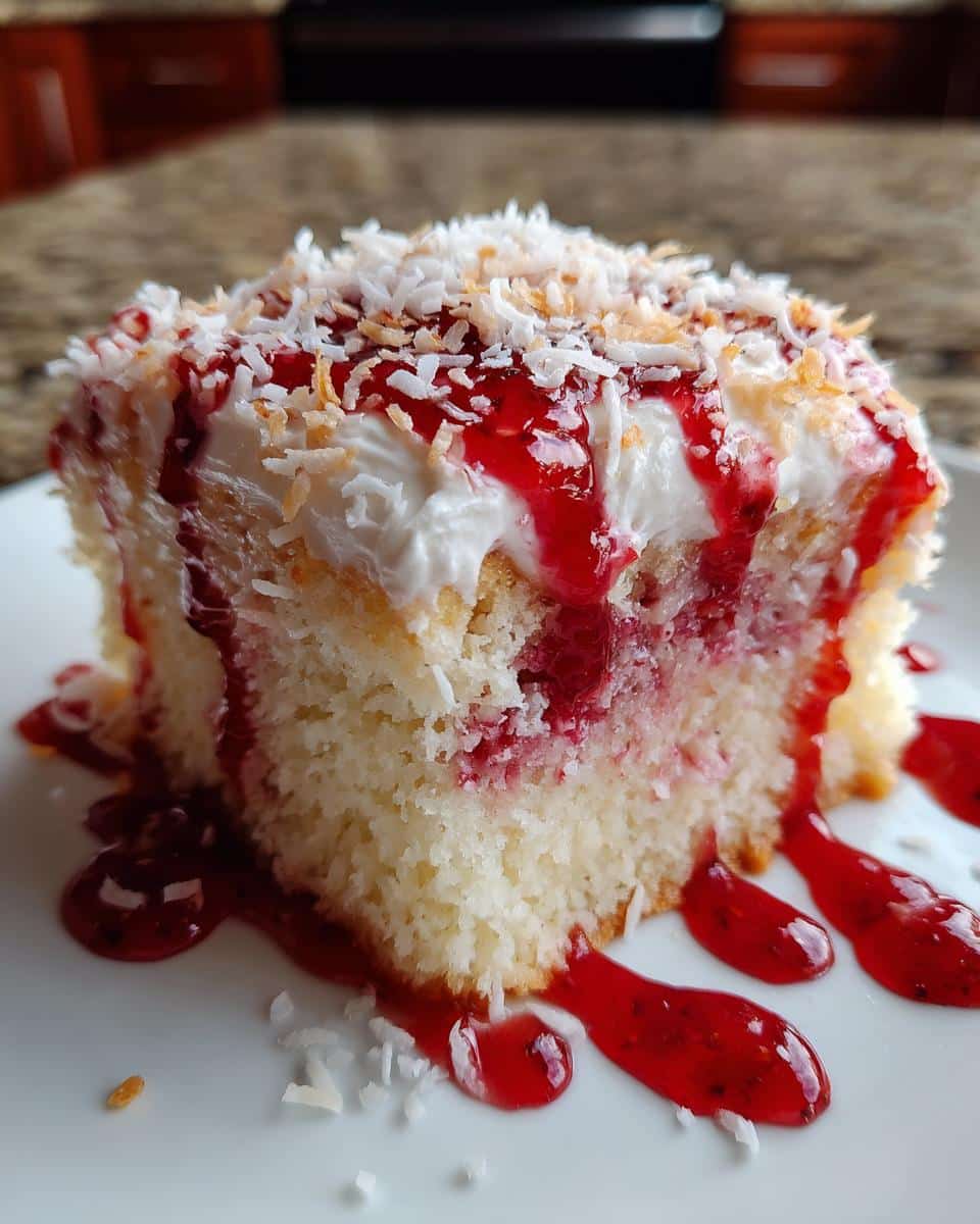 Raspberry Zinger Poke Cake - detail 3