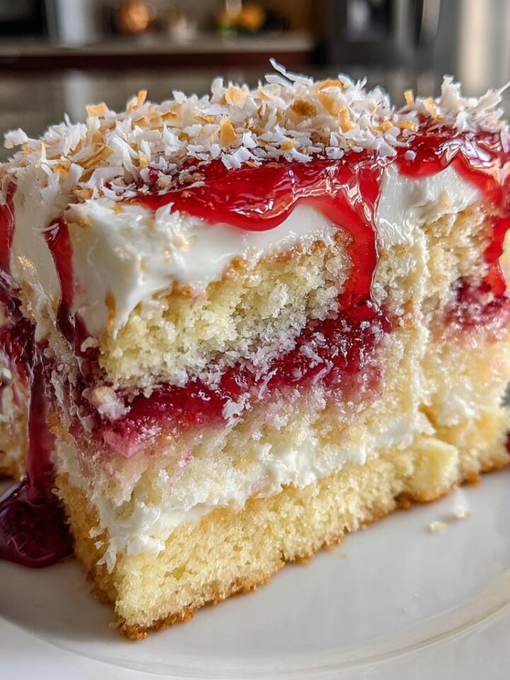 Raspberry Zinger Poke Cake