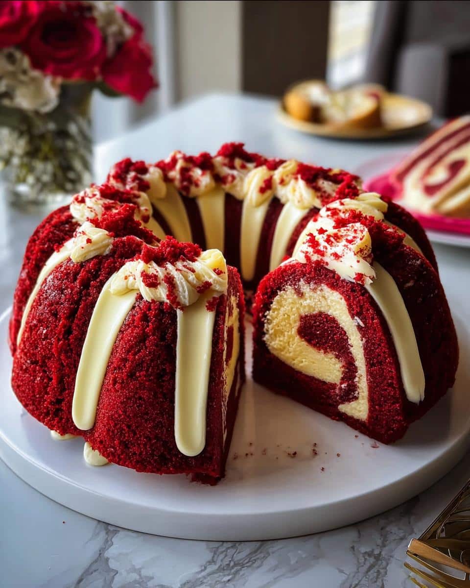 Red Velvet Cheesecake Bundt Dump Cake