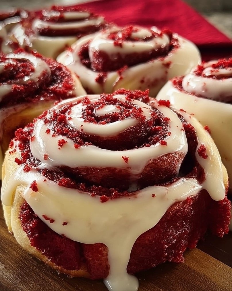Red Velvet Cinnamon Rolls with Cream Cheese Icing