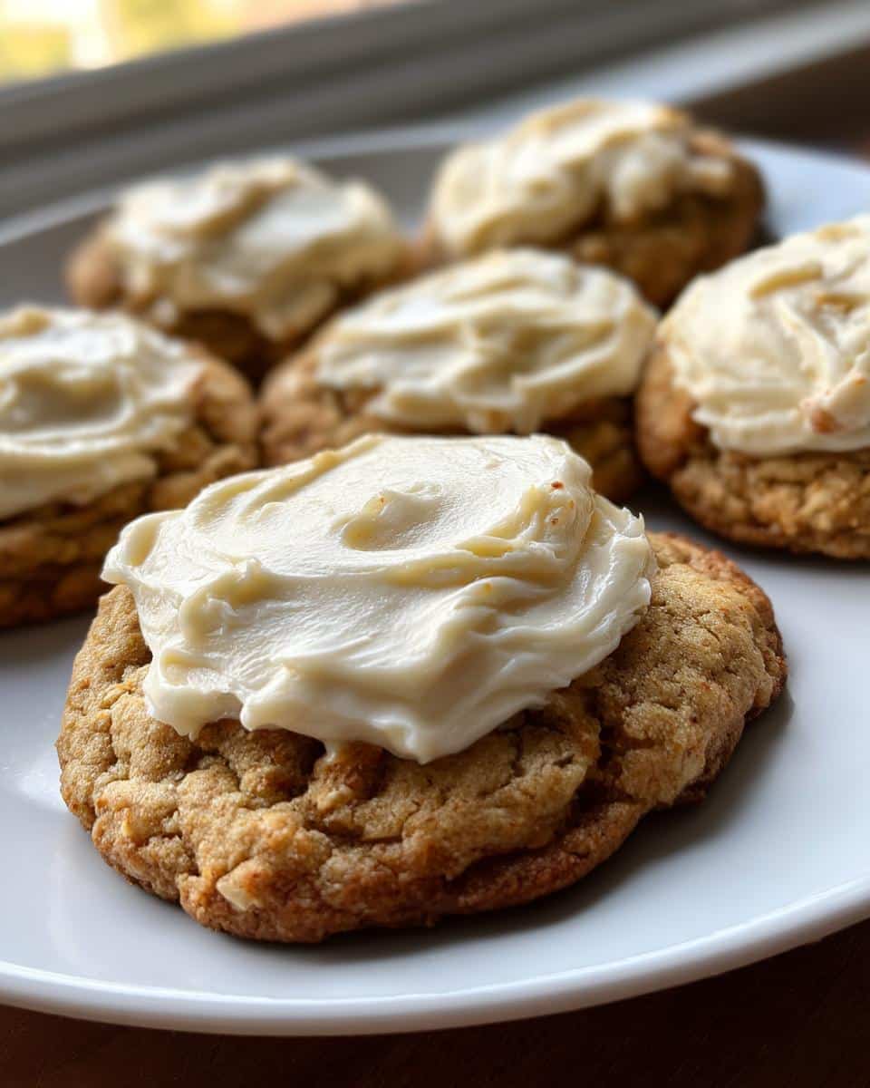 Rhubarb Cookies with Cream Cheese Frosting
