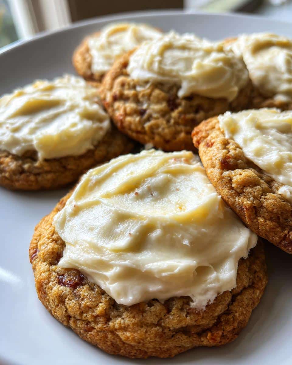 Rhubarb Cookies with Cream Cheese Frosting