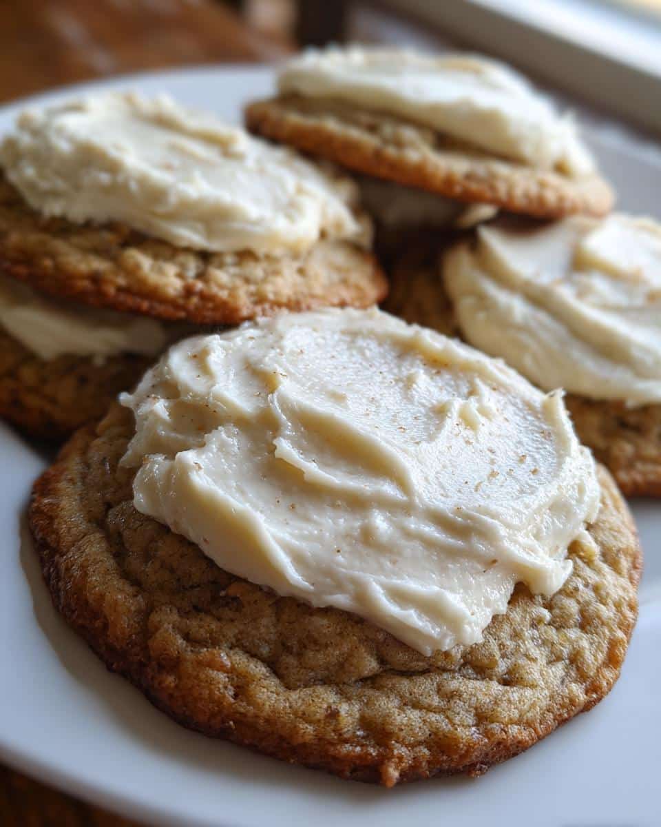 Rhubarb Cookies with Cream Cheese Frosting