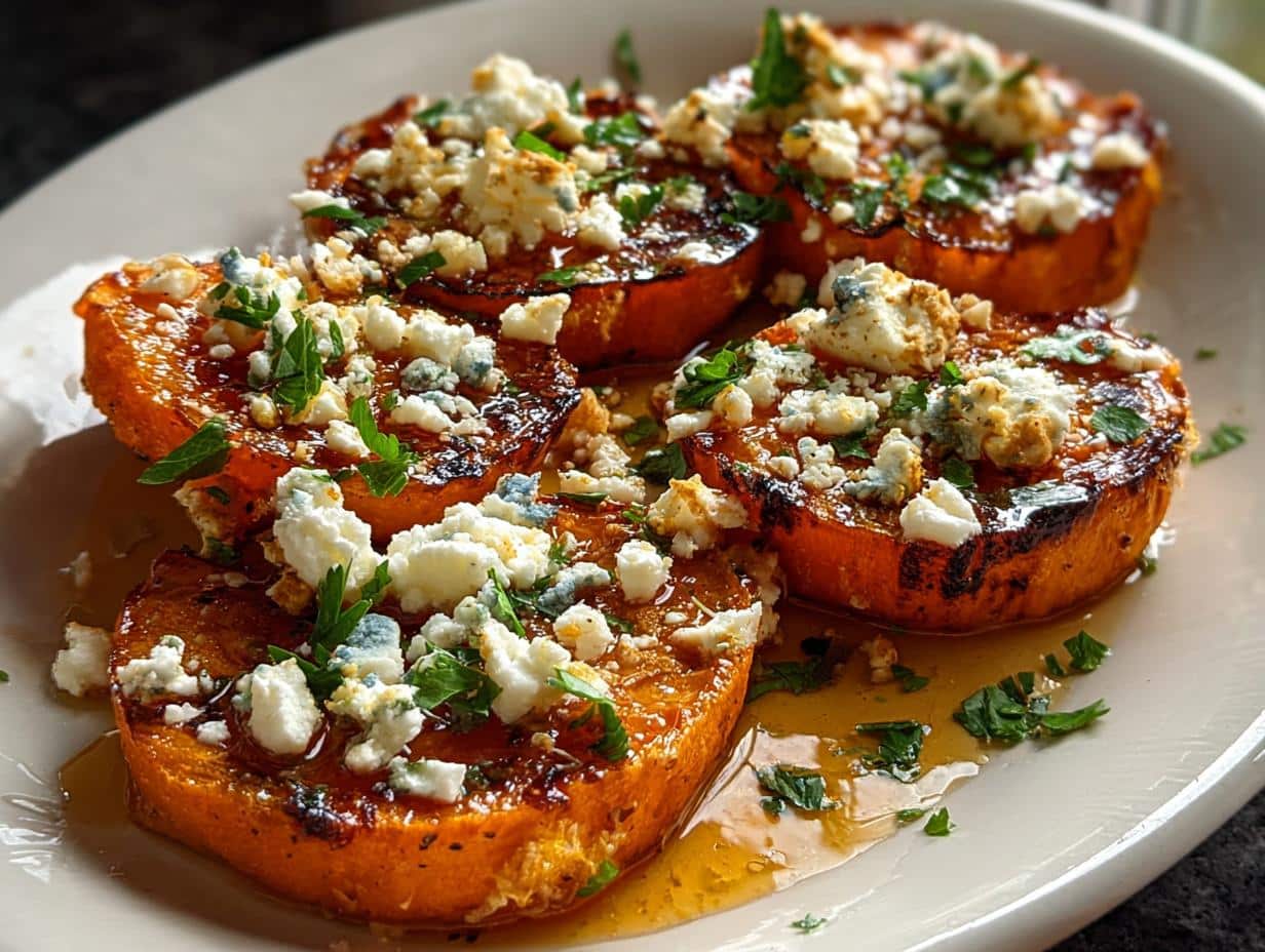 Roasted Sweet Potato Rounds with Honey & Feta