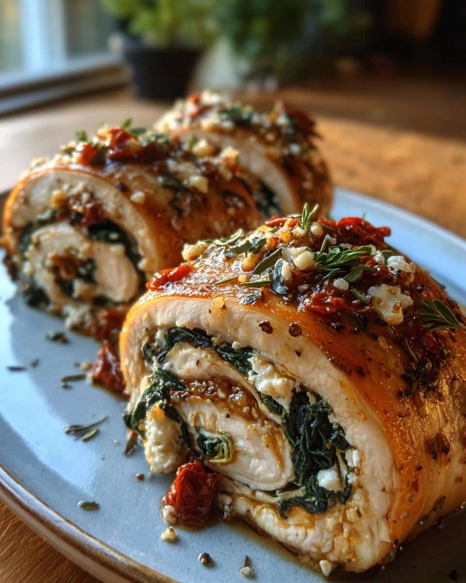 Rolled Up Chicken with Feta, Spinach, and Sun-Dried Tomatoes - detail 1