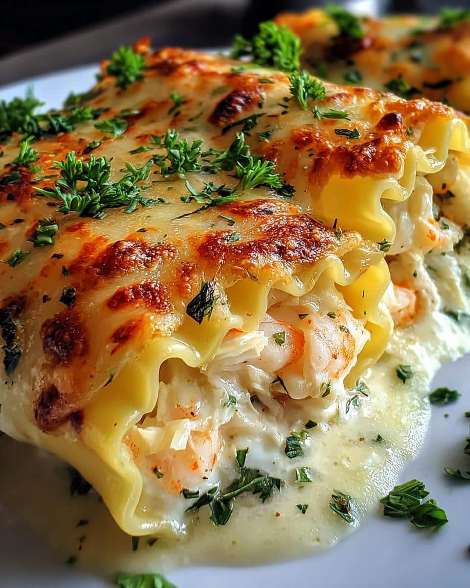 Shrimp & Crab Alfredo Lasagna Roll-Ups - detail 1