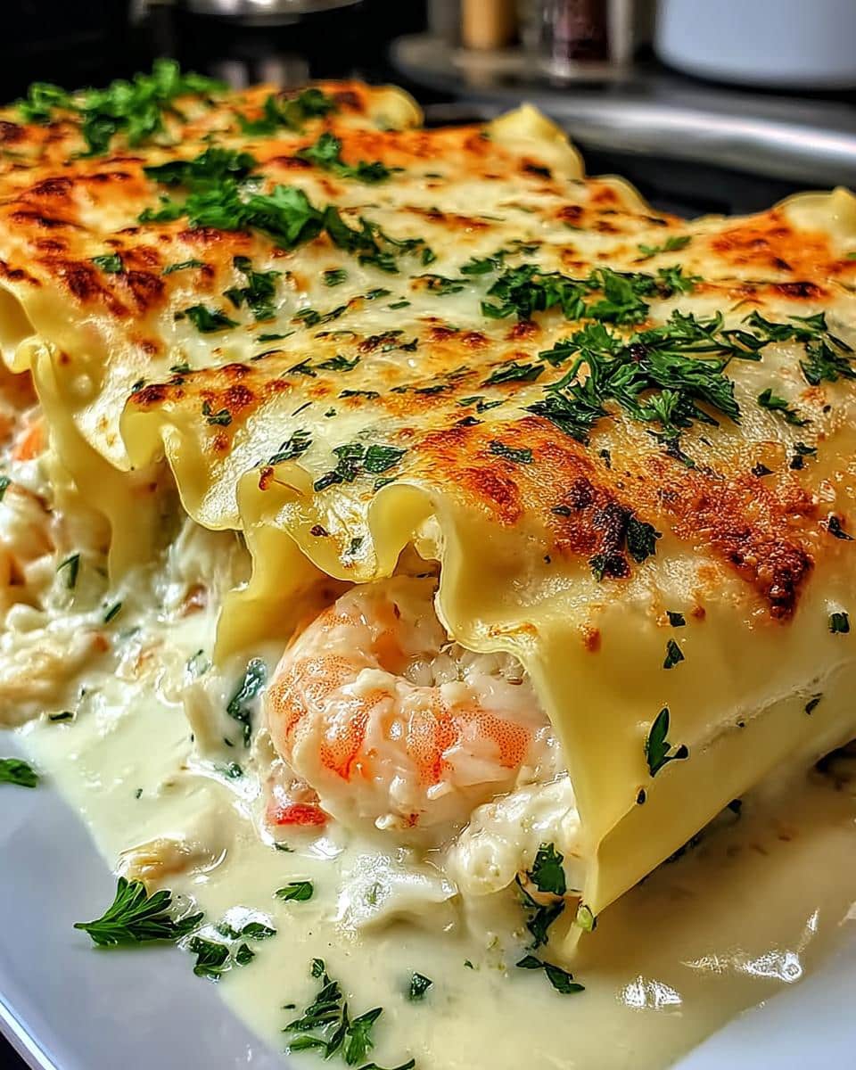 Shrimp & Crab Alfredo Lasagna Roll-Ups - detail 2