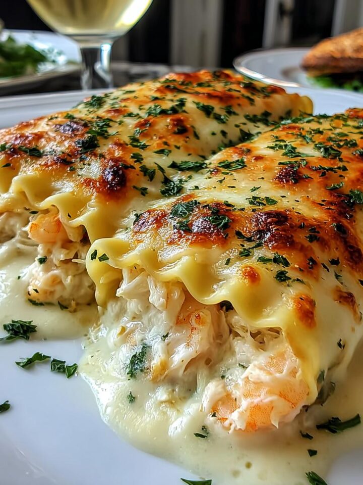 Shrimp & Crab Alfredo Lasagna Roll-Ups