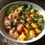 Shrimp and Avocado Bowls with Mango Salsa & Lime-Chili Sauce