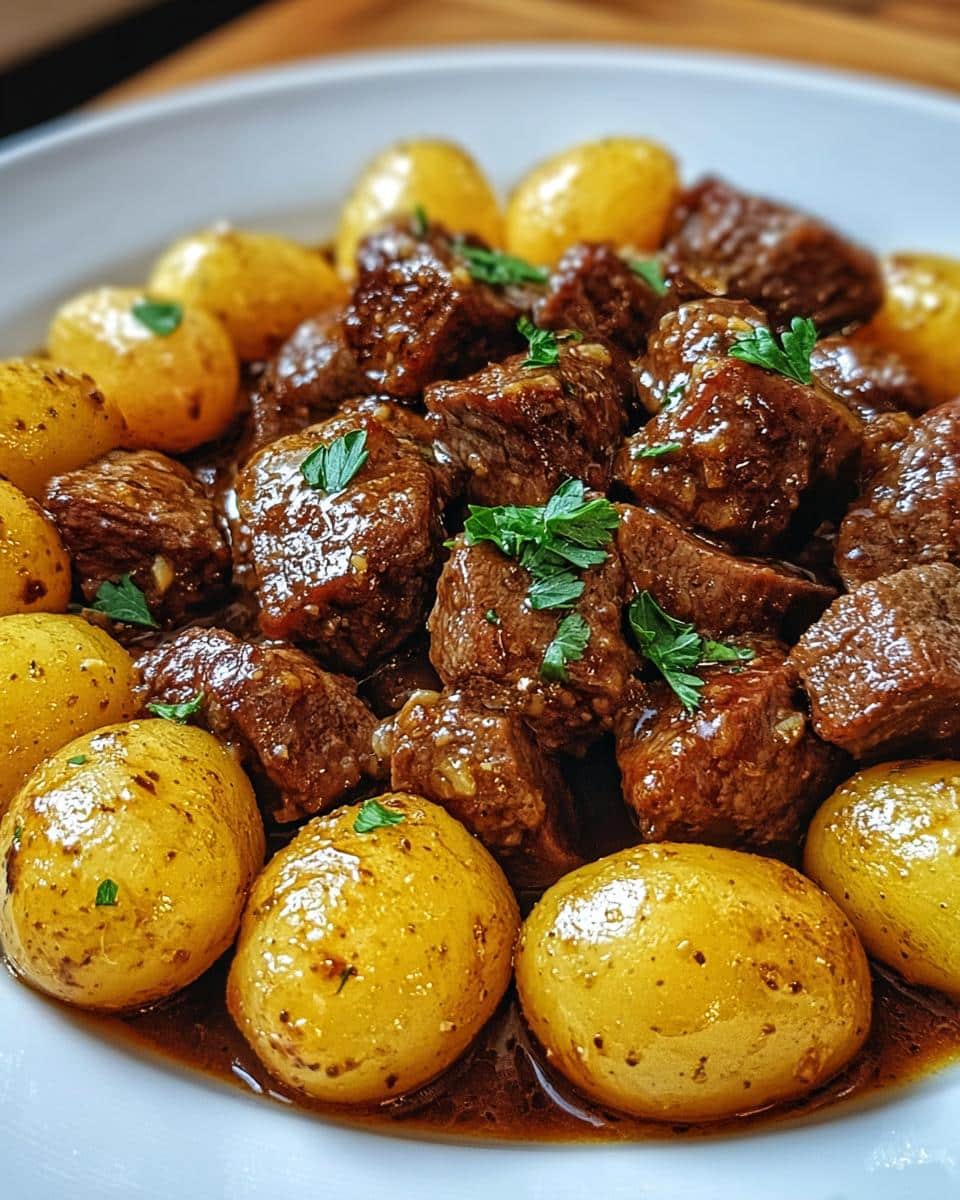 Slow Cooker Garlic Butter Beef Bites & Potatoes - detail 2