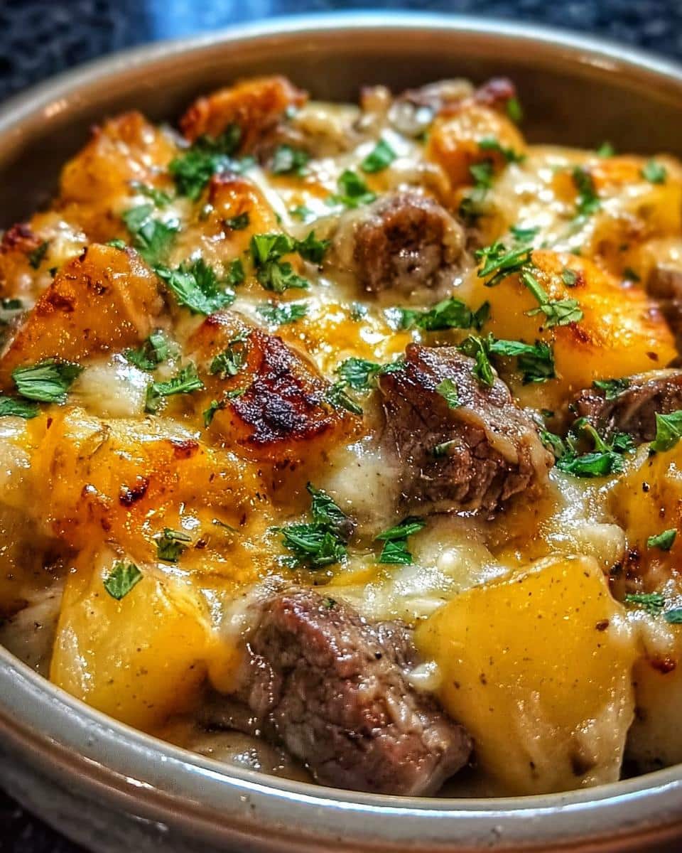 Slow Cooker Steak and Cheddar Potato Casserole - detail 1