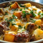 Slow Cooker Steak and Cheddar Potato Casserole