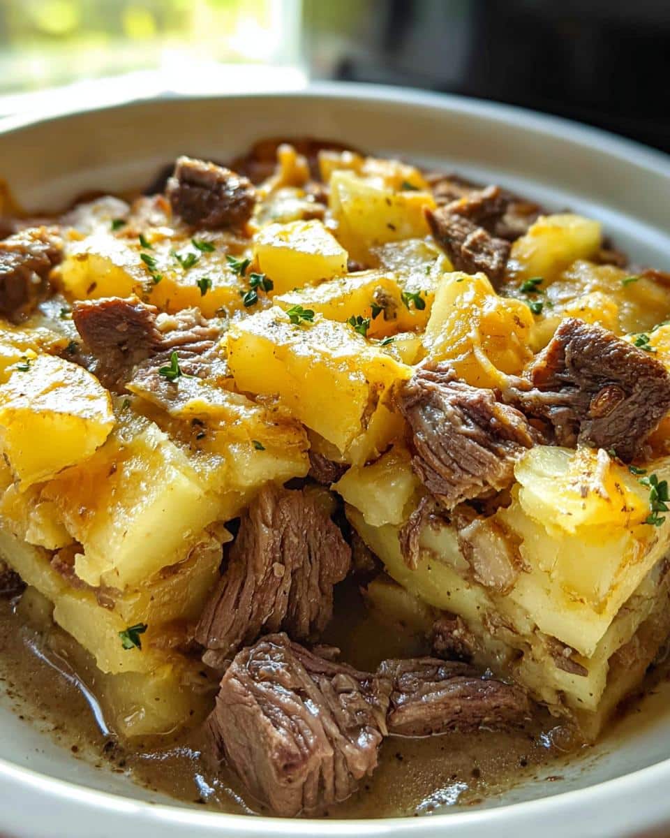 Slow Cooker Steak and Cheddar Potato Casserole - detail 2