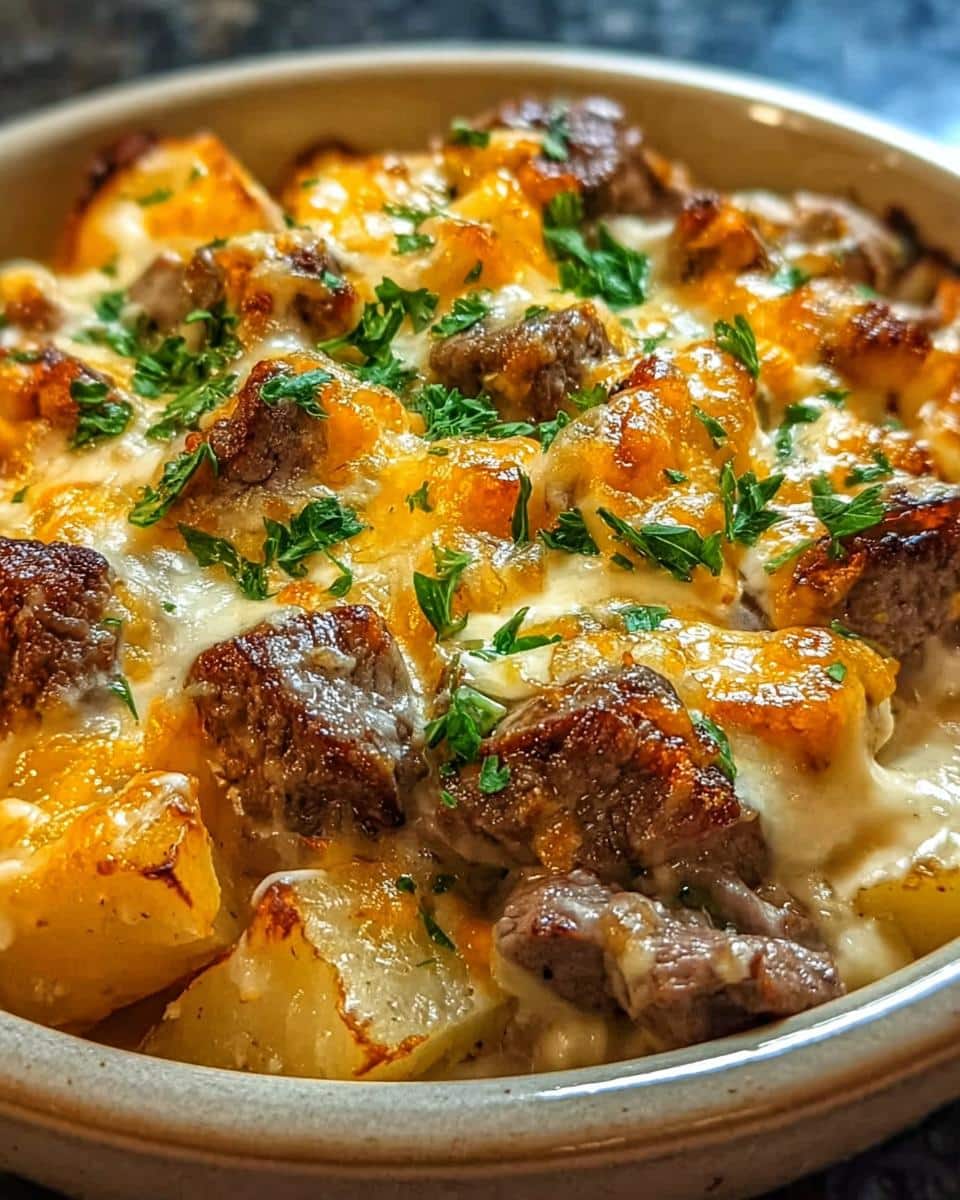 Slow Cooker Steak and Cheddar Potato Casserole - detail 3
