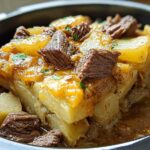 Slow Cooker Steak and Cheddar Potato Casserole