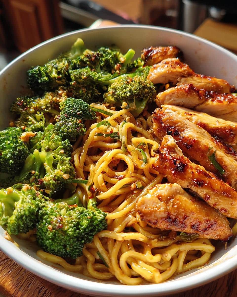 Spicy Garlic Chicken and Broccoli Noodle Bowls - detail 1