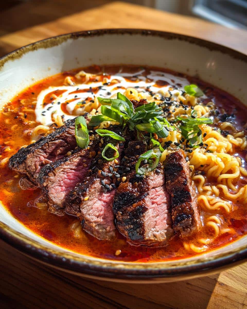 Spicy Korean Ramen with Grilled Beef & Creamy Sauce - detail 1