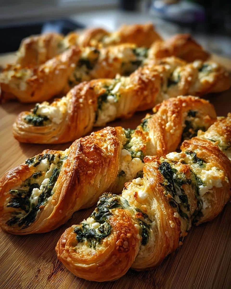 Spinach and Feta Puff Pastry Twists - detail 2