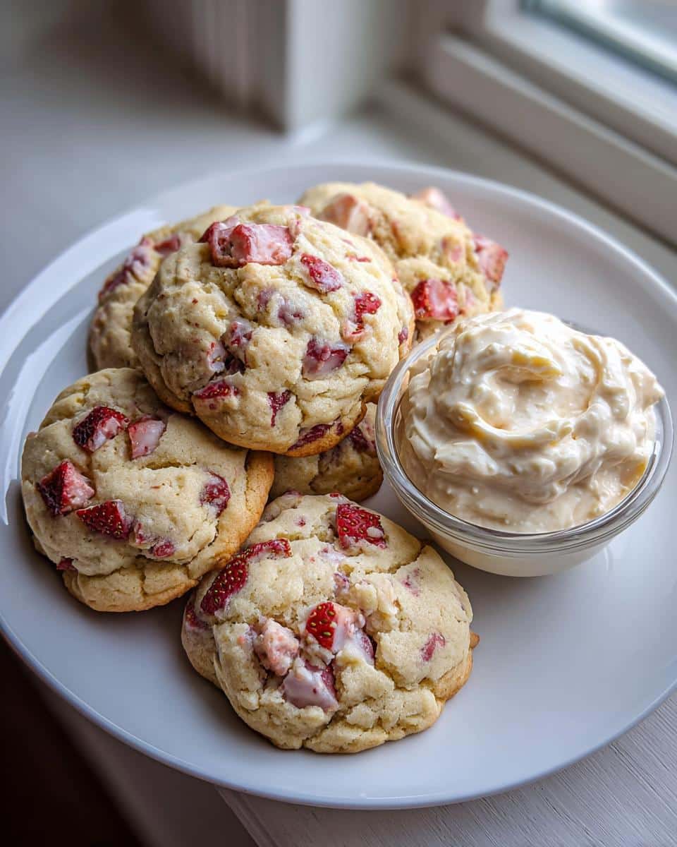 Strawberry Banana Pudding Cookies with Cheesecake Dip - detail 1