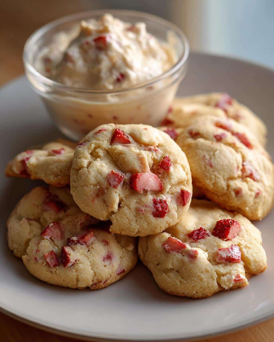 Strawberry Banana Pudding Cookies with Cheesecake Dip - detail 2