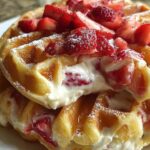 Strawberry Cheesecake Stuffed Waffles