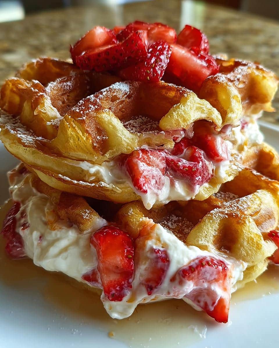 Strawberry Cheesecake Stuffed Waffles - detail 2