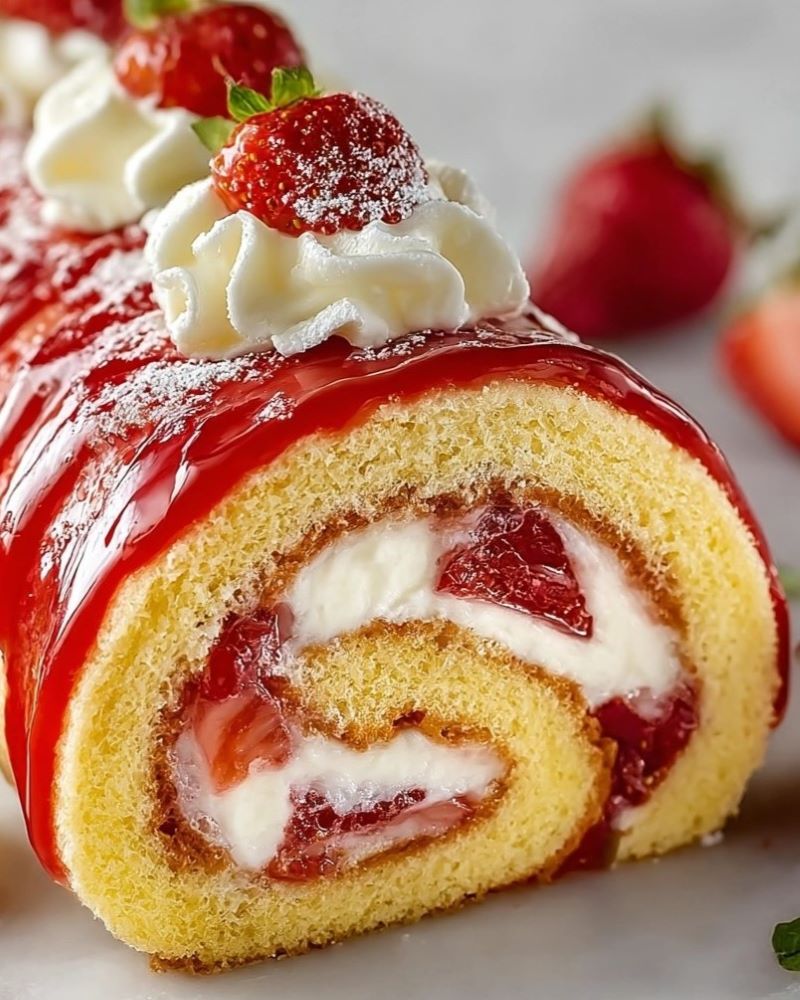 Strawberry Cream Cheese Swiss Roll