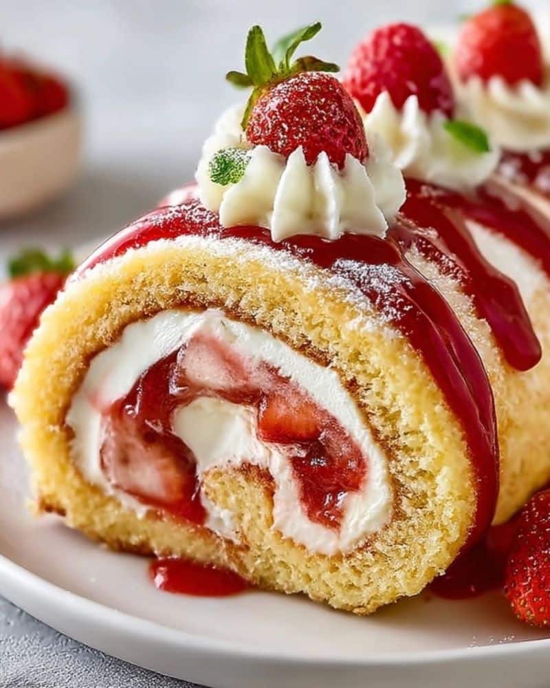 Strawberry Cream Cheese Swiss Roll