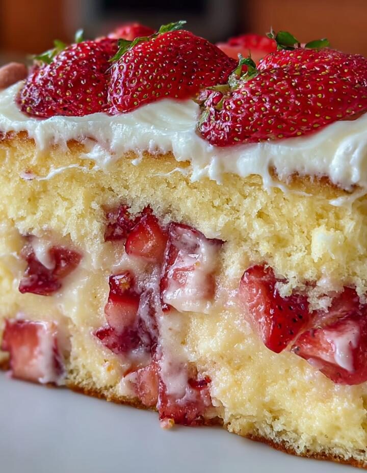 Strawberry Custard Delight Cake