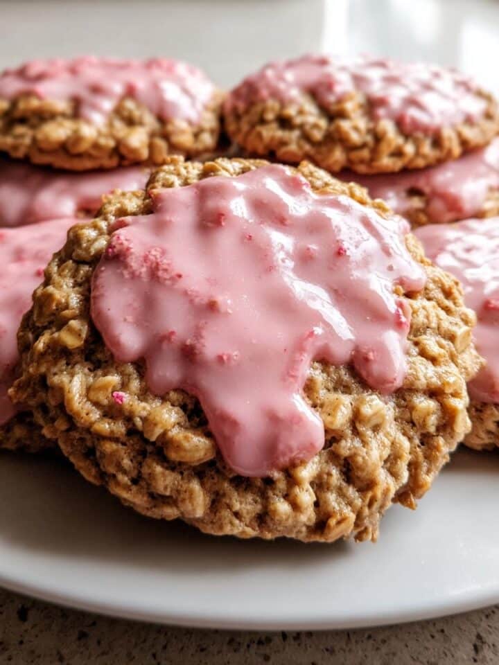 Strawberry Iced Oatmeal Cookies