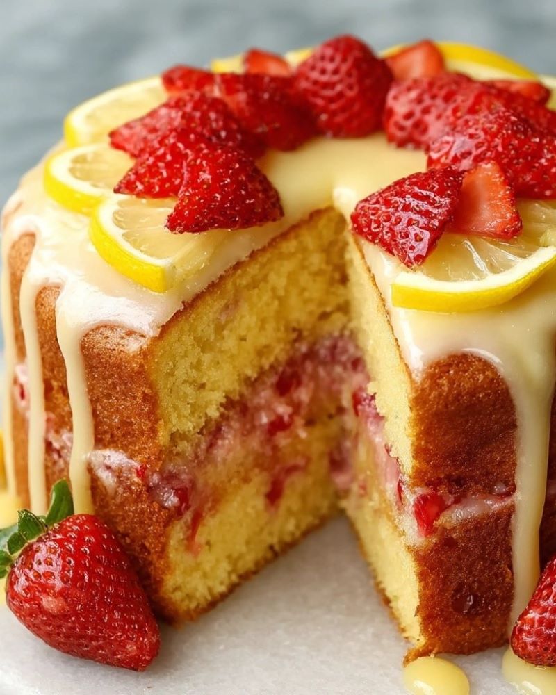 Strawberry Lemonade Buttermilk Cake