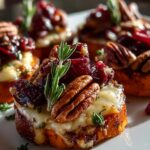 Sweet Potato Rounds with Brie, Cranberry & Pecans