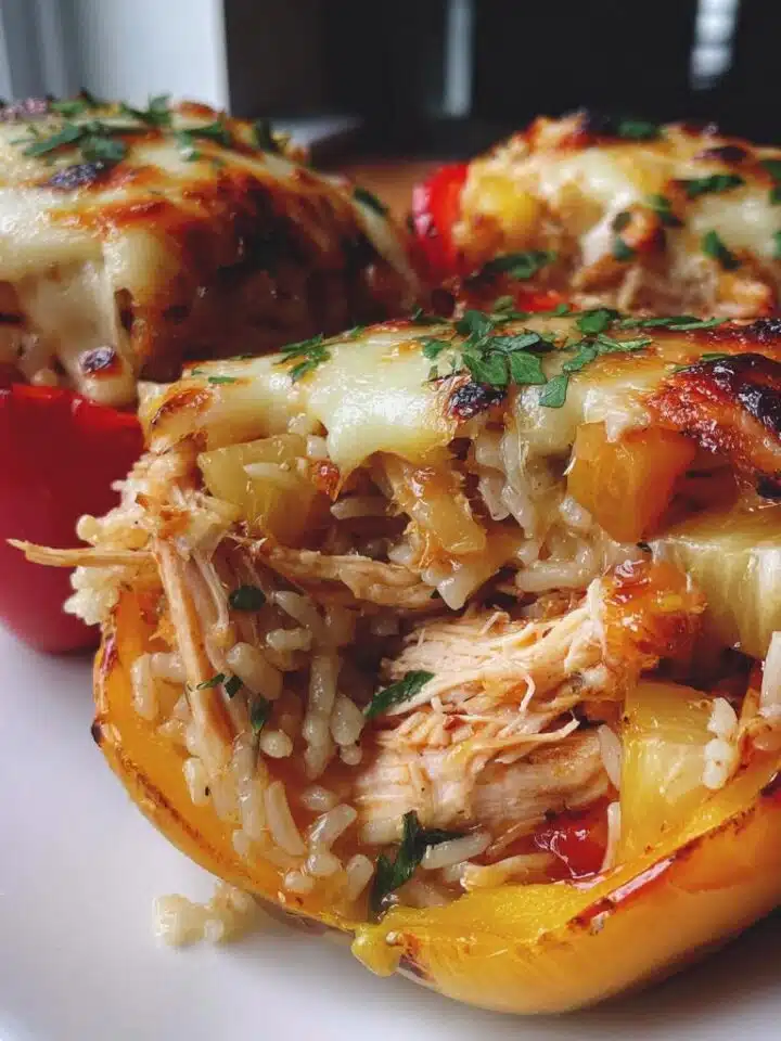 Teriyaki Pineapple Chicken Rice Stuffed Peppers