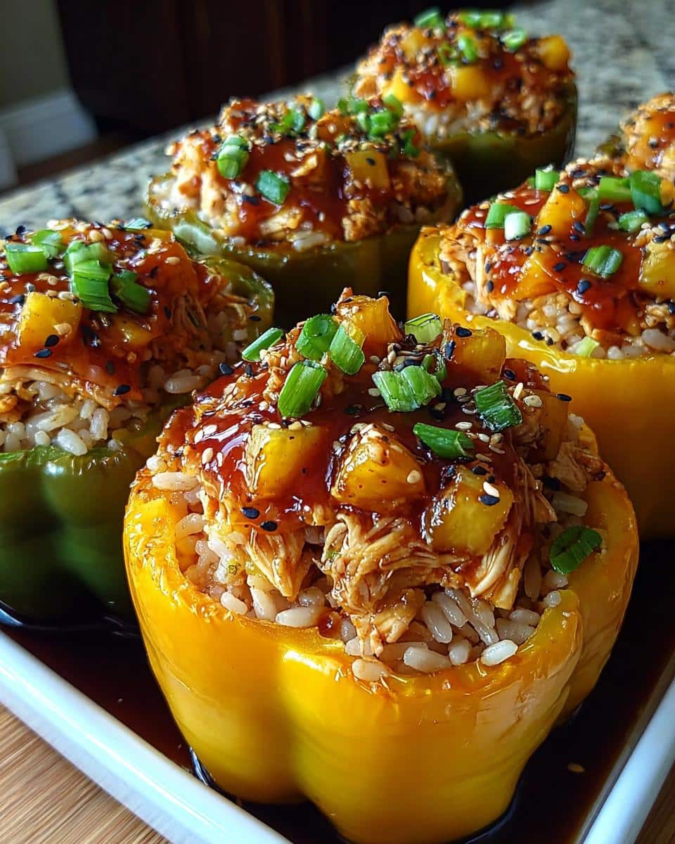 Teriyaki Pineapple Chicken and Rice Stuffed Peppers - detail 2