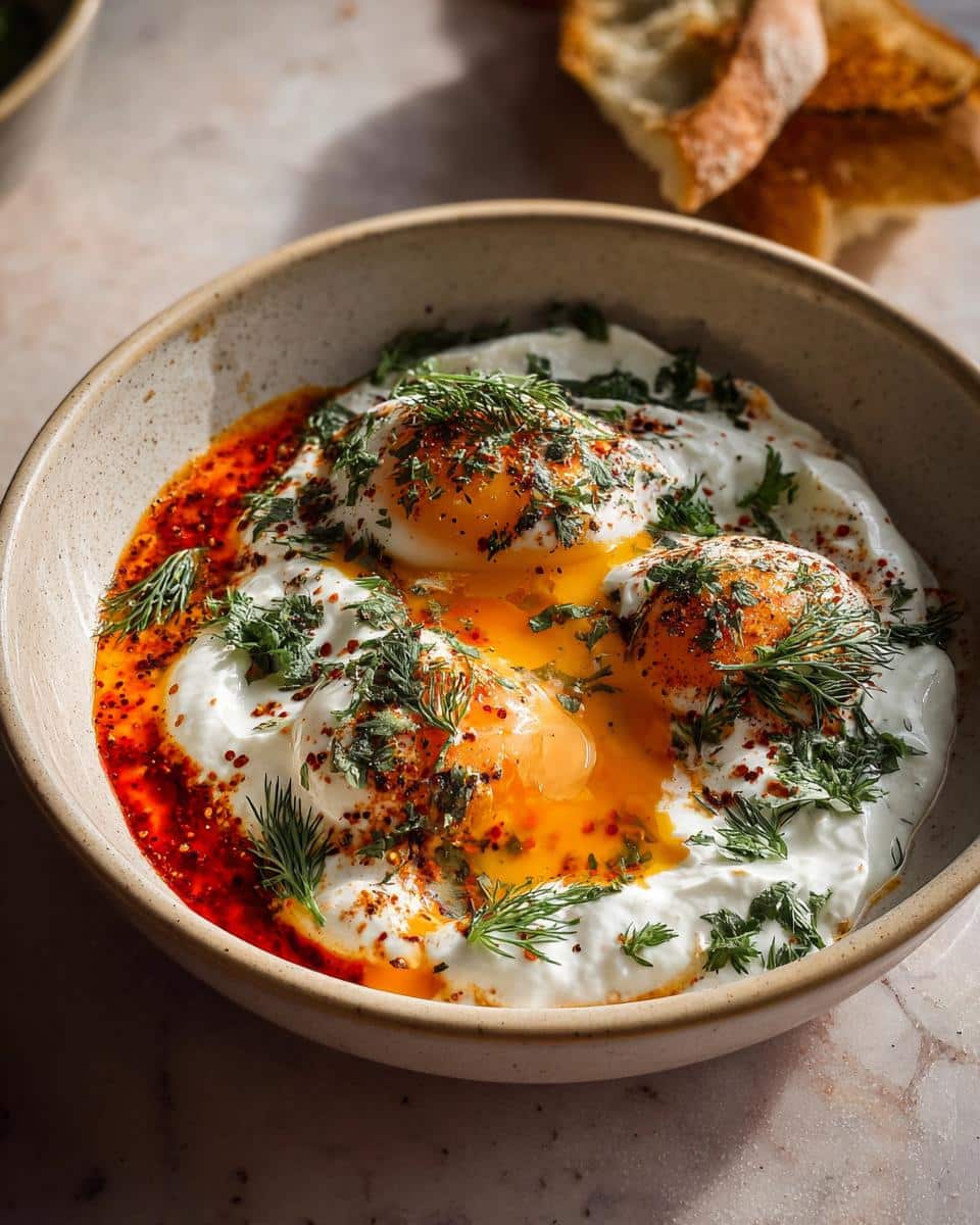 Turkish Eggs with Creamy Yogurt & Butter Sauce - detail 1
