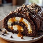 Turtle Caramel Chocolate Cake Roll