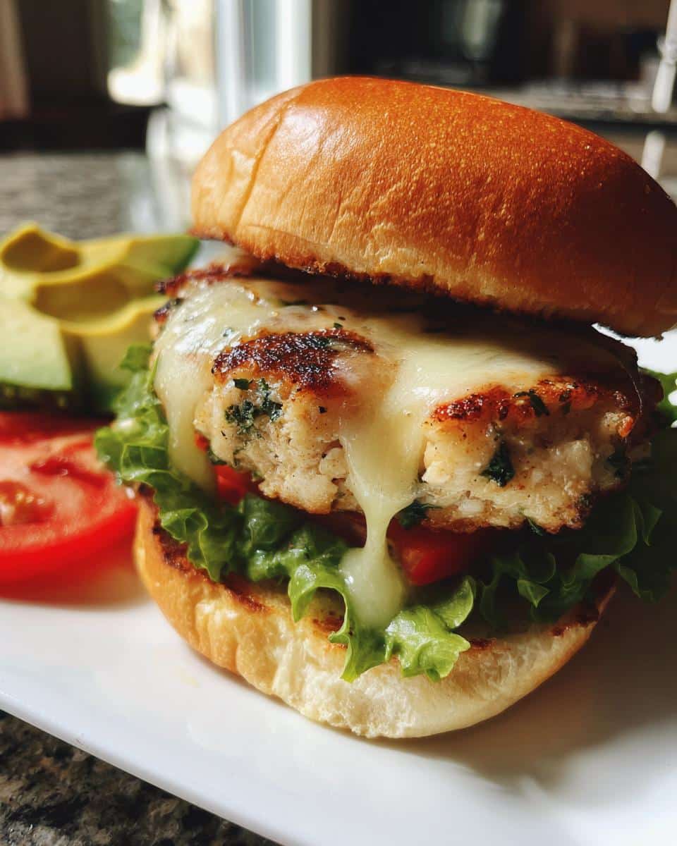 White Cheddar & Spinach Chicken Burgers