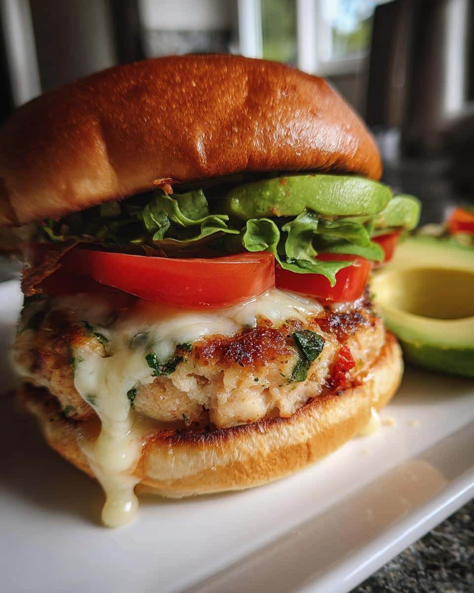 White Cheddar & Spinach Chicken Burgers