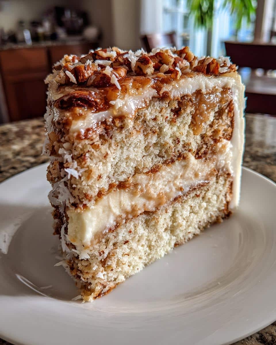 White German Chocolate Cake with Cheesecake Center