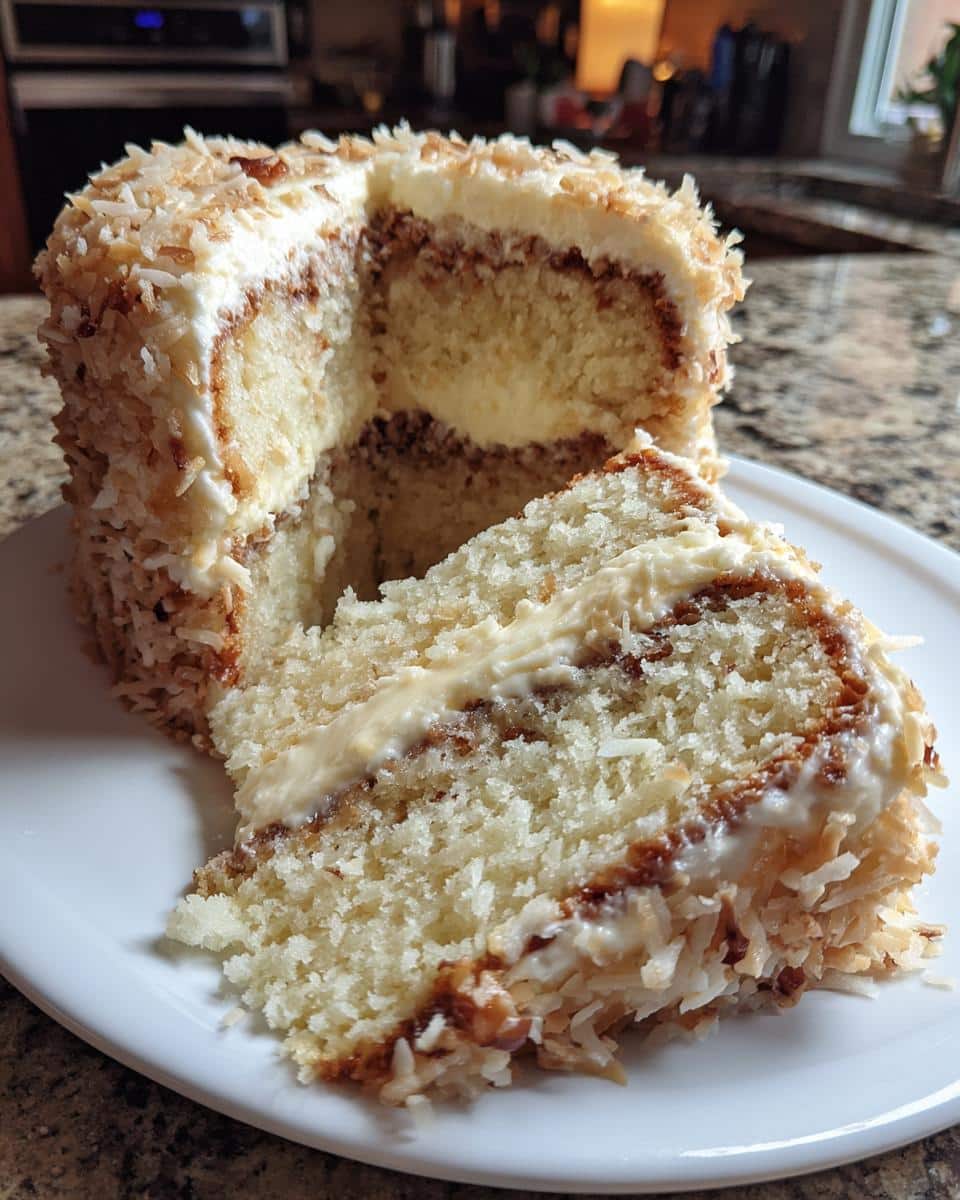 White German Chocolate Cake with Cheesecake Center