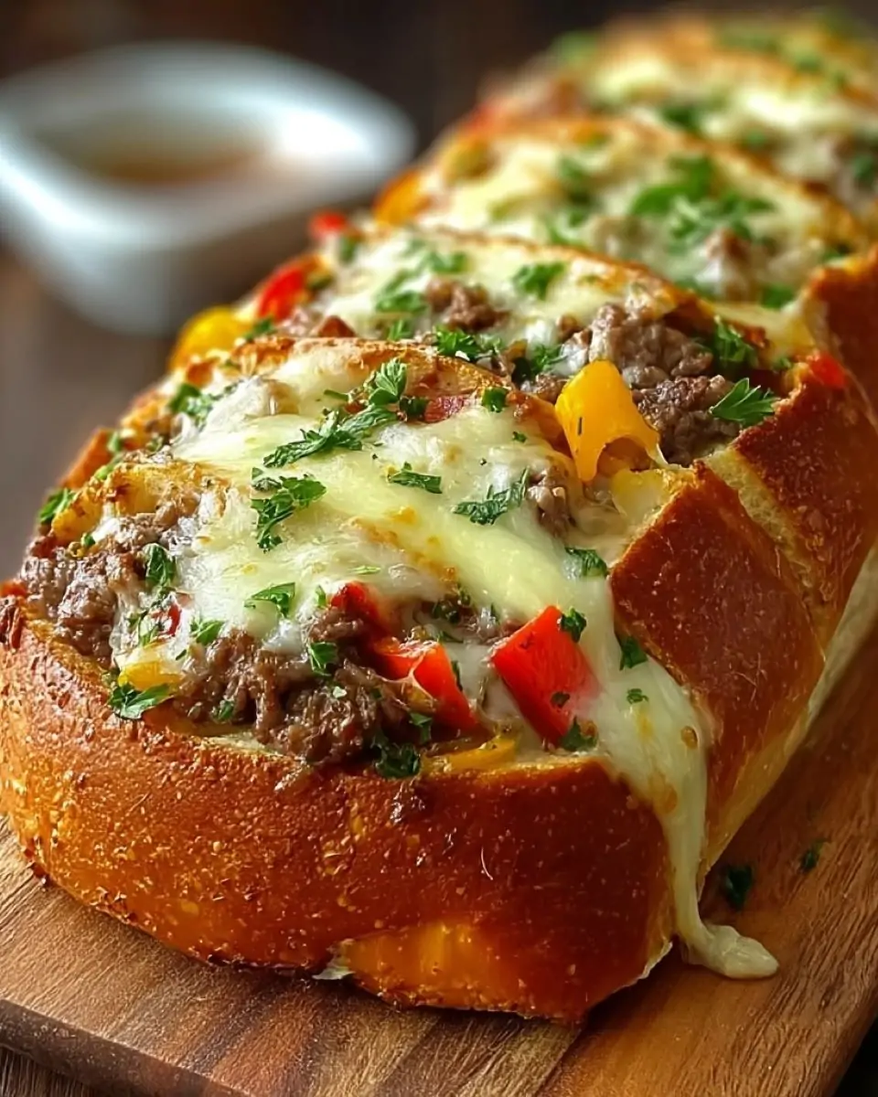 Cheesesteak-Stuffed Garlic Loaf
