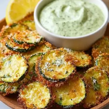 Crispy Zucchini Chips with Basil Mayo