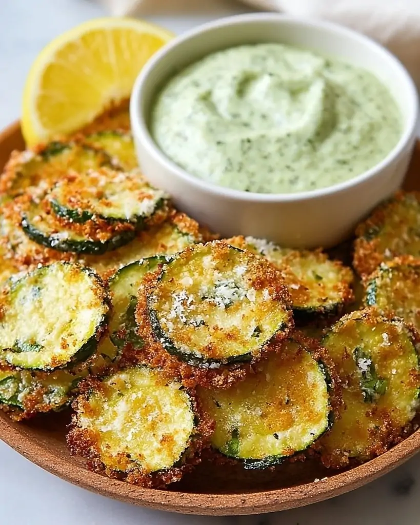 Crispy Zucchini Chips with Basil Mayo