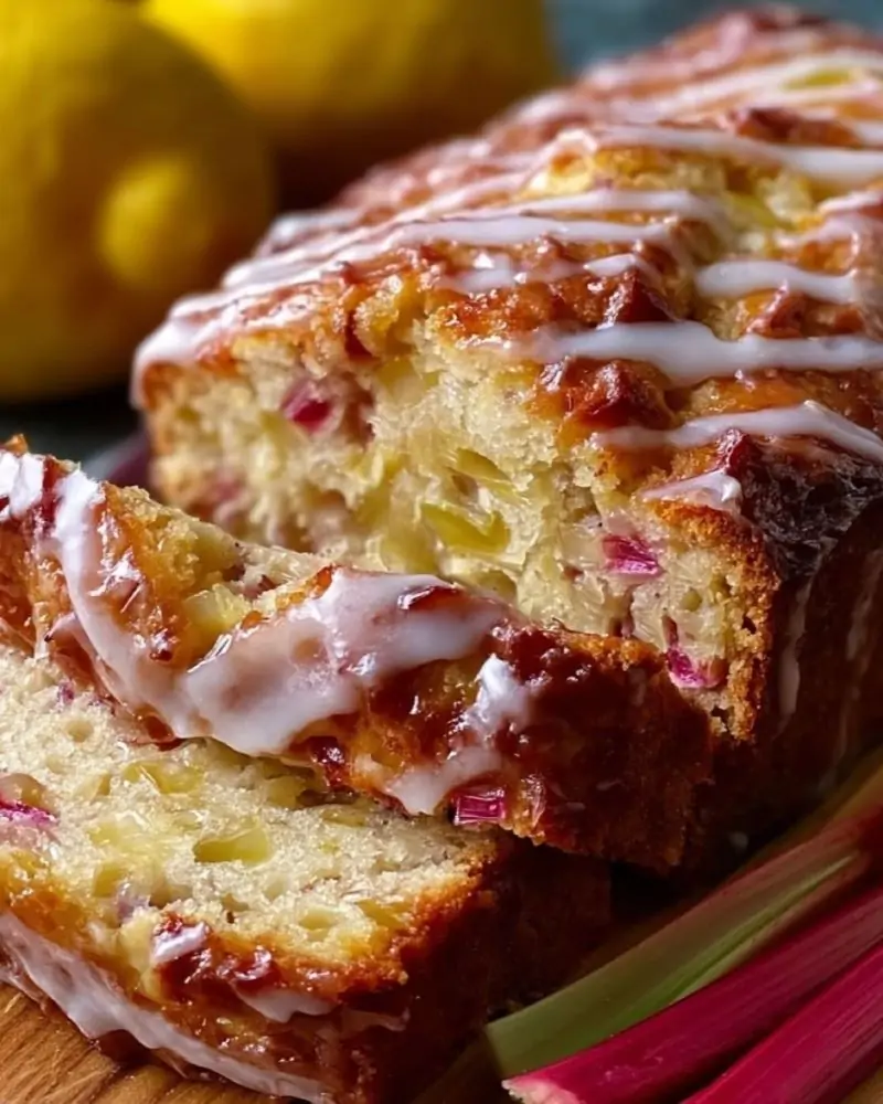 Lemon Rhubarb Loaf with Glaze